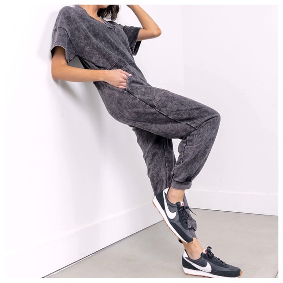 ShopEvelynne Pants - Favorite Mineral Wash Loose Fit Harem Jumpsuit